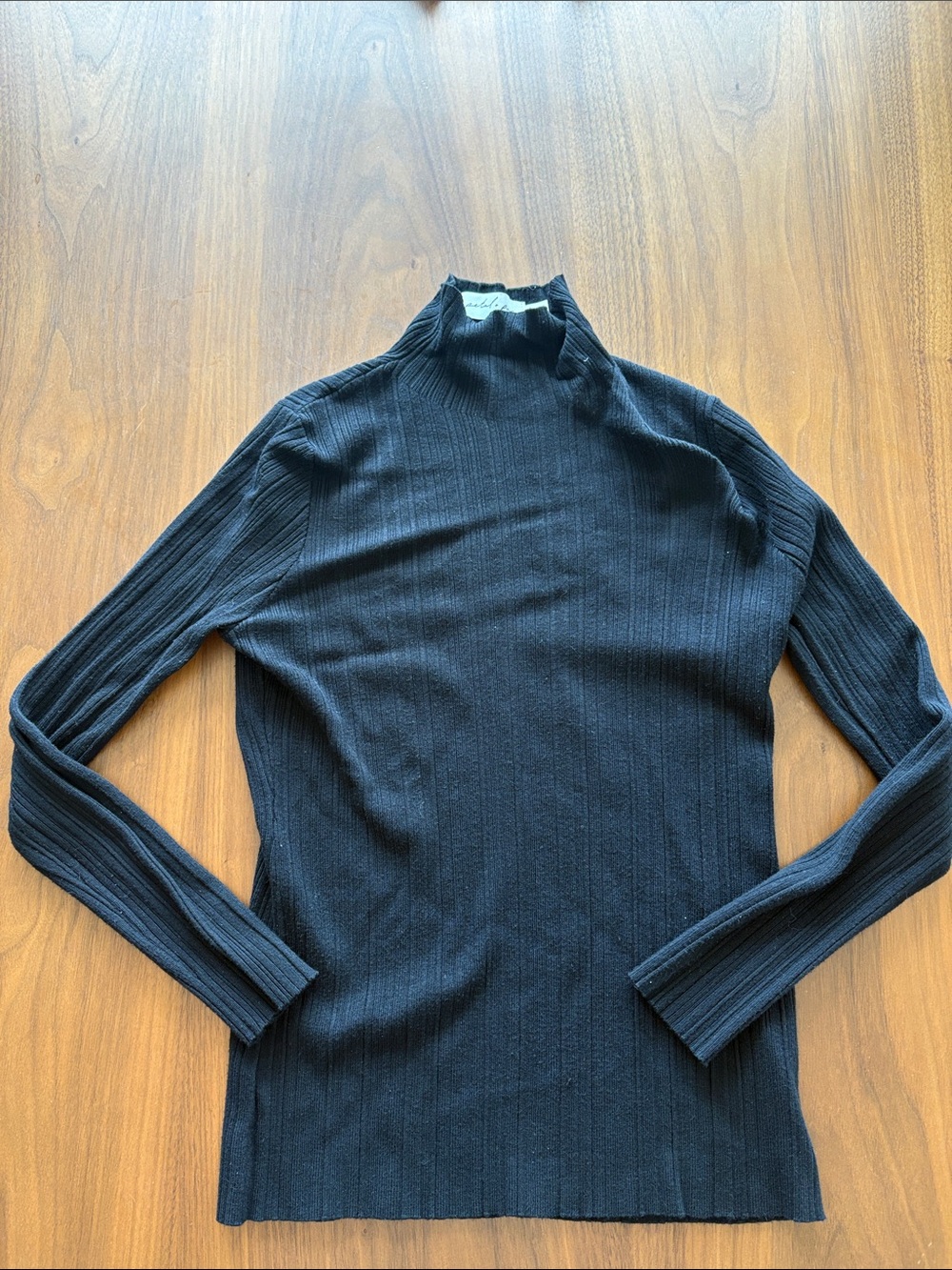 Petal & Pup Black Ribbed Mock Neck Long Sleeve Top